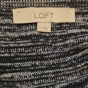 LOFT Deep Blue and White Crew Neck Sweater